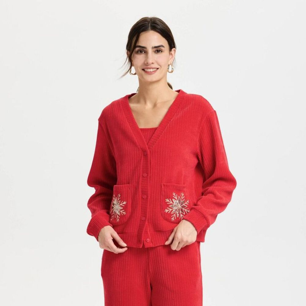 Women's Embroidered Cardigan - Universal Thread Red XL
